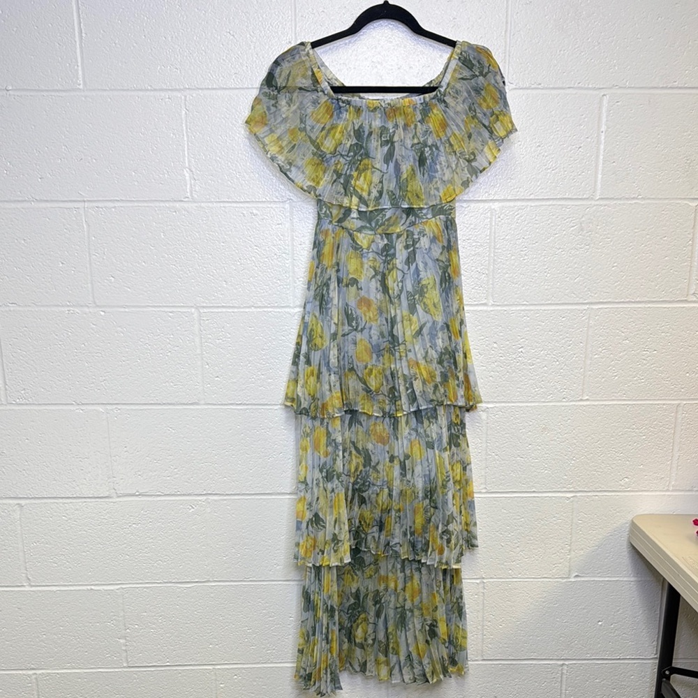 o.p.t. Yellow and Green Tiered Ruffled Maxi Sundress - Picture 3 of 12